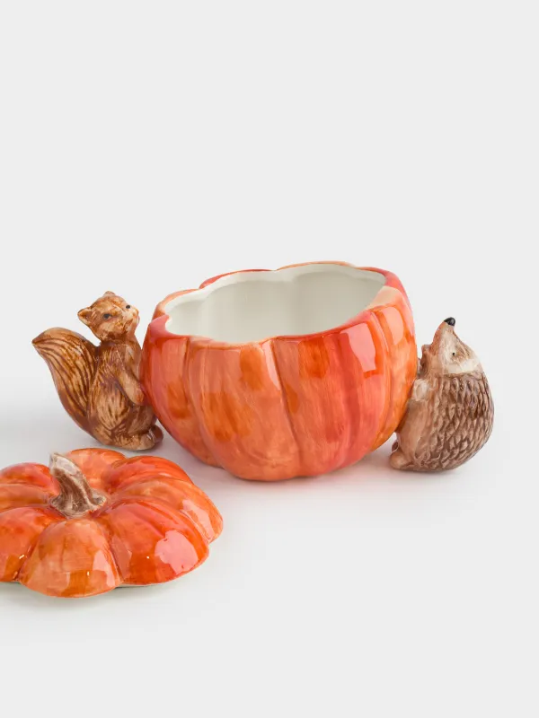 Емкость для хранения, 22х12 см, 550 мл, керамика D, Еж и белка с тыквой, Forest symphony, image-2