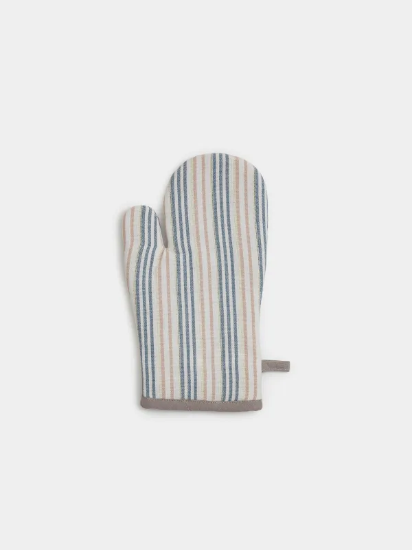 Прихватка-варежка, 18х30 см, хлопок, молочная, Полосы, Stripes kitchen, image-1