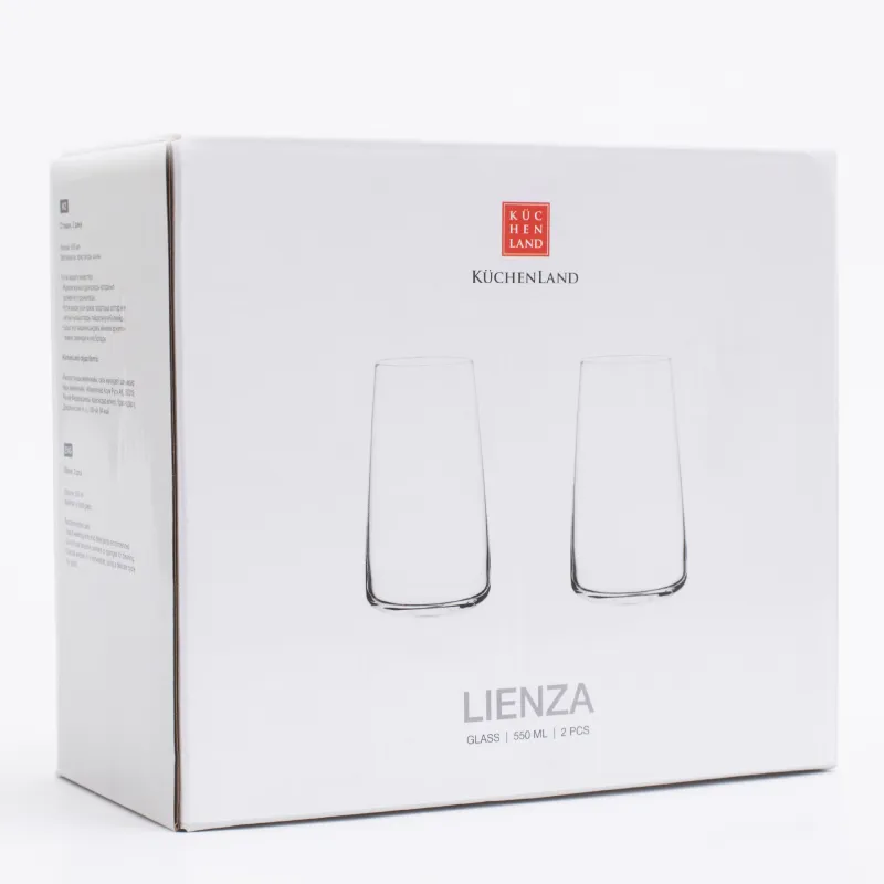 Стакан, 15 см, 550 мл, 2 шт, кристальное стекло, Lienza, image-5