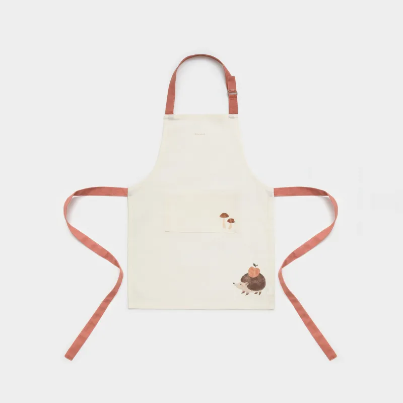 Фартук детский, 45х60 см, хлопок, бежевый, Еж с яблоком, Hedgehog apple