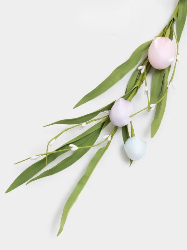 Ветка-гирлянда декоративная, 1,5 м, пенопласт/полиэстер, Пасхальные яйца, Flora Easter decor, image-2