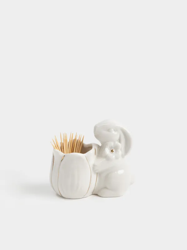 Подставка для зубочисток, 9 см, Кролик с цветком, Flora Easter, image-3