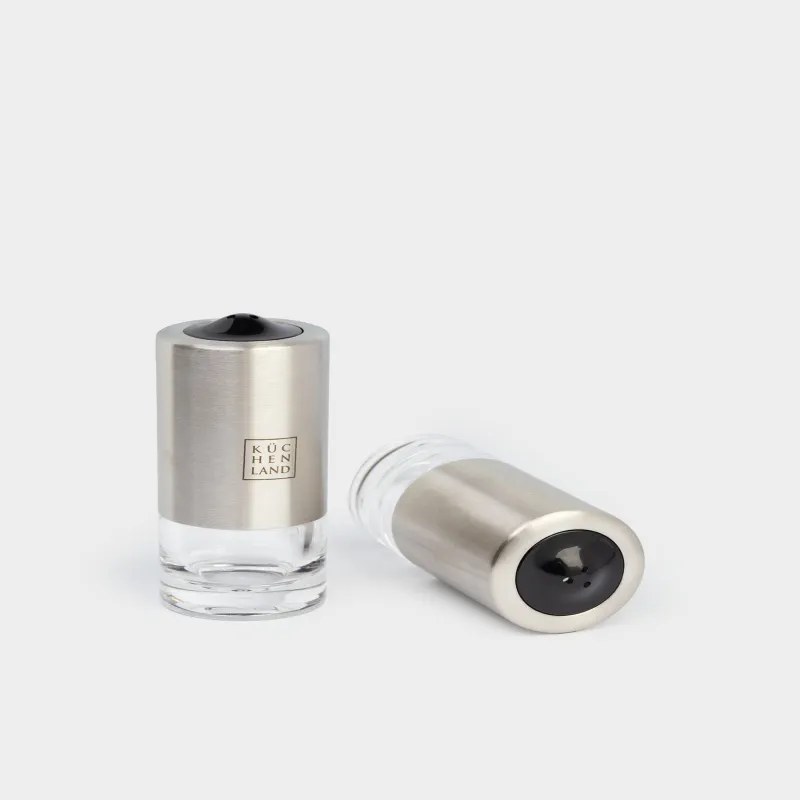 Набор для соли и перца, 13 см, на подставке, акрил/сталь, Classic, image-6