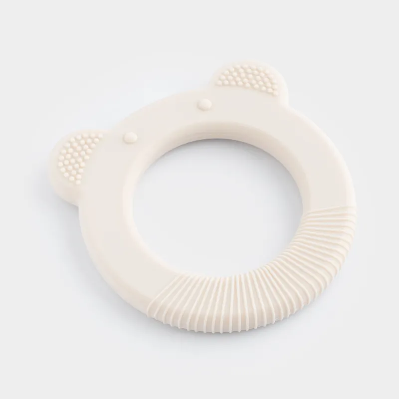 Игрушка-прорезыватель, 7 см, силикон, бежевая, Медведь, Kiddy, image-1