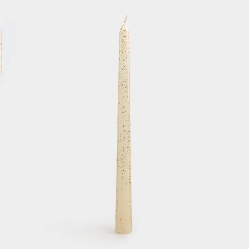 Свеча, 25 см, тонкая, с блестками, шампань, Metallic glow