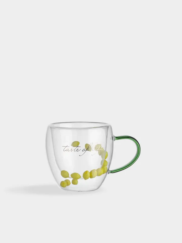 Кружка, 250 мл, стекло Б/смола, зеленая ручка, с лимонами внутри, Air decor, image-0
