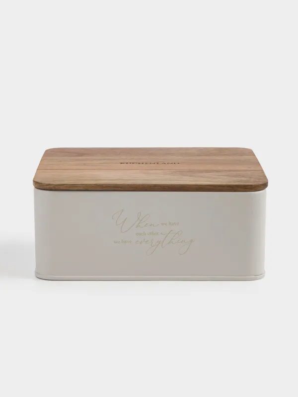 Коробка для чая, 18х15 см, 6 отд, металл/дерево, прямоугольная, бежевая, Ritlen, image-0