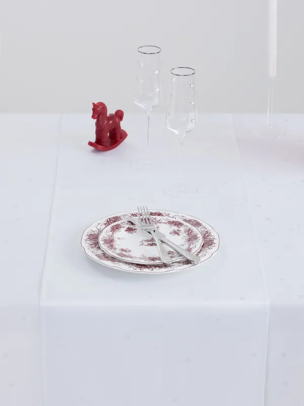 Дорожка настольная, 40х160 см, жаккард, полиэстер, светло-серая, Серебристые звезды, Starlight, image-3