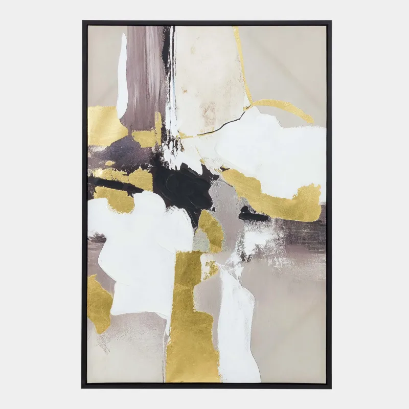 Картина в раме, 80х120 см, холст, золотисто-серая, Абстракция, Abstract, image-0