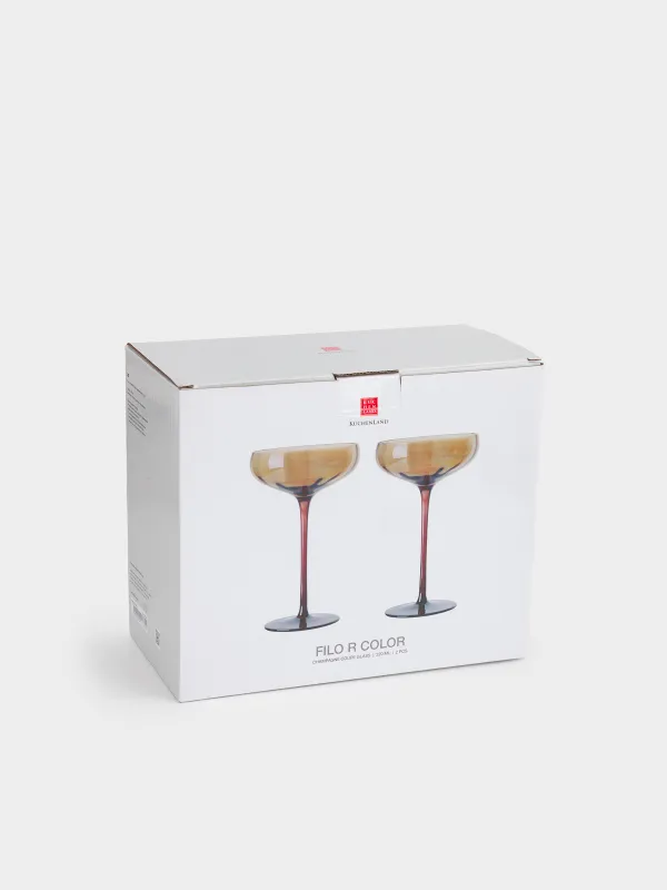 Бокал-креманка для шампанского, 220 мл, 2 шт, стекло, янтарно-коричневый, Filo R color, image-4