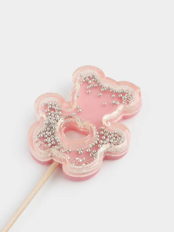 Леденец, 40 гр, погремушка, на палочке, изомальт, розовый, Мишка, Sweet life, image-3