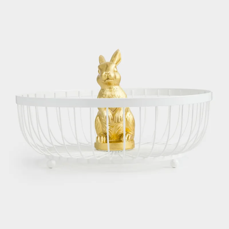 Корзина для фруктов, 29 см, металл/полирезин, молочно-золотистая, Кролик, Twist milk