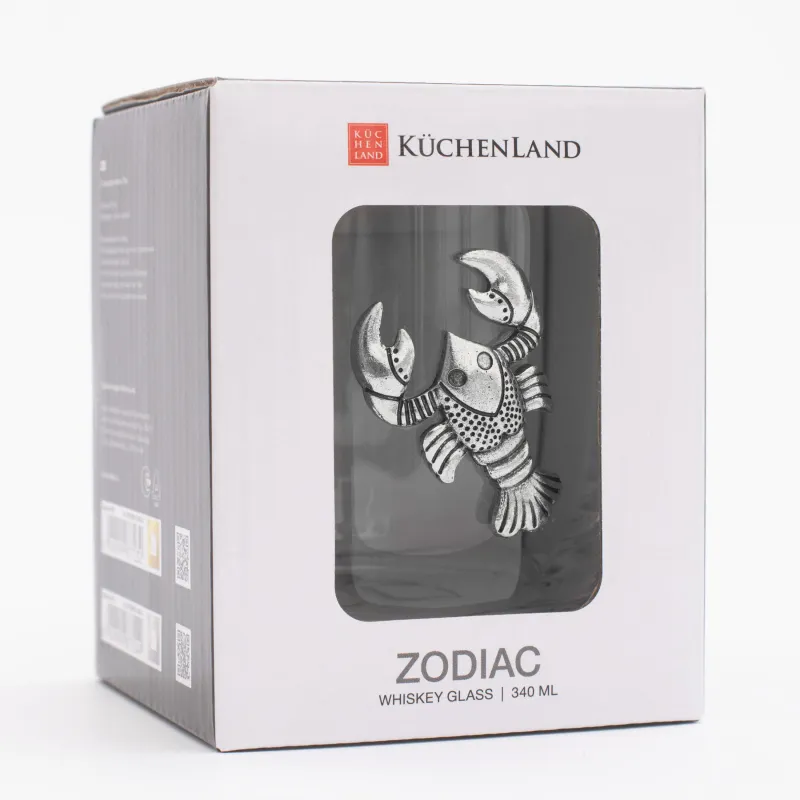 Стакан для виски, 10 см, 340 мл, стекло/металл, серебристый, Рак, Zodiac, image-5