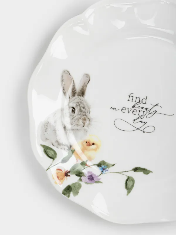 Тарелка закусочная, 19 см, фарфор N, белая, Кролик и цыпленок, Rabbit Easter, image-1