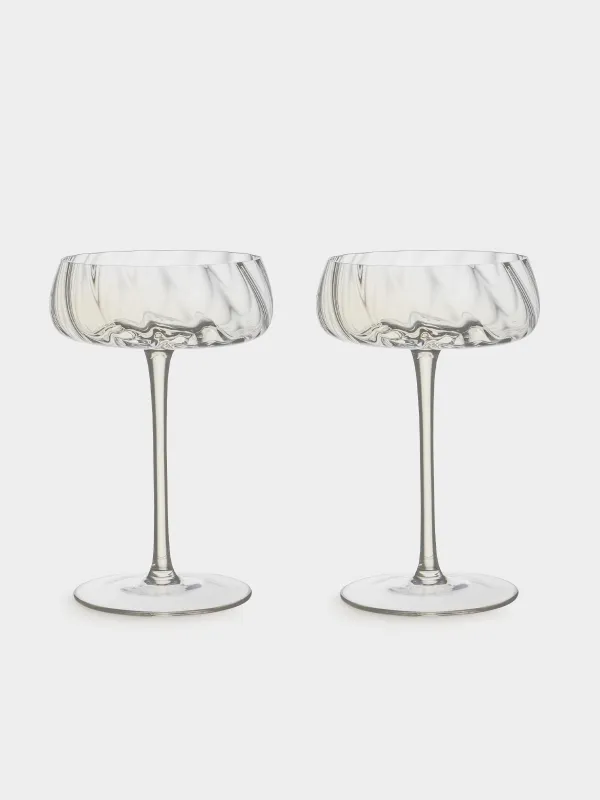 Бокал-креманка для шампанского, 270 мл, 2 шт, стекло, перламутр, Sorento bend, image-0
