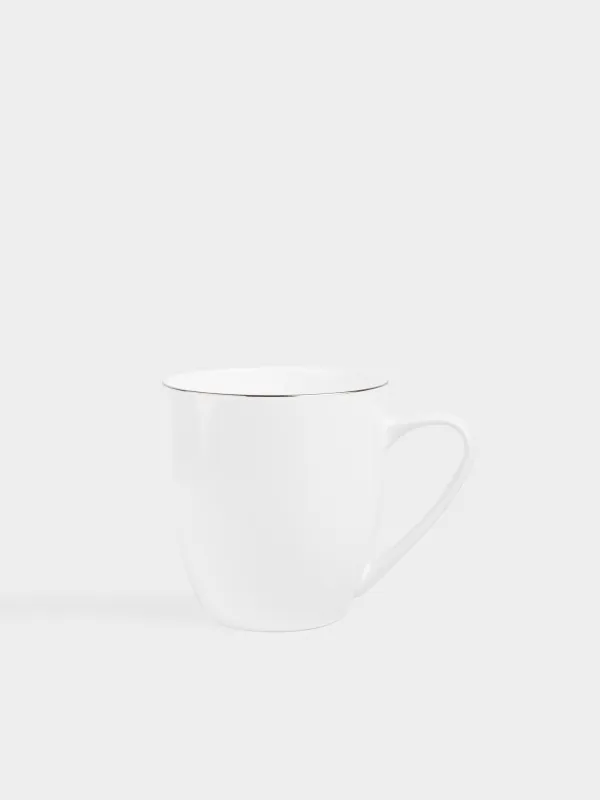 Кружка, с серебристым кантом, белая, Ideal silver, image-1