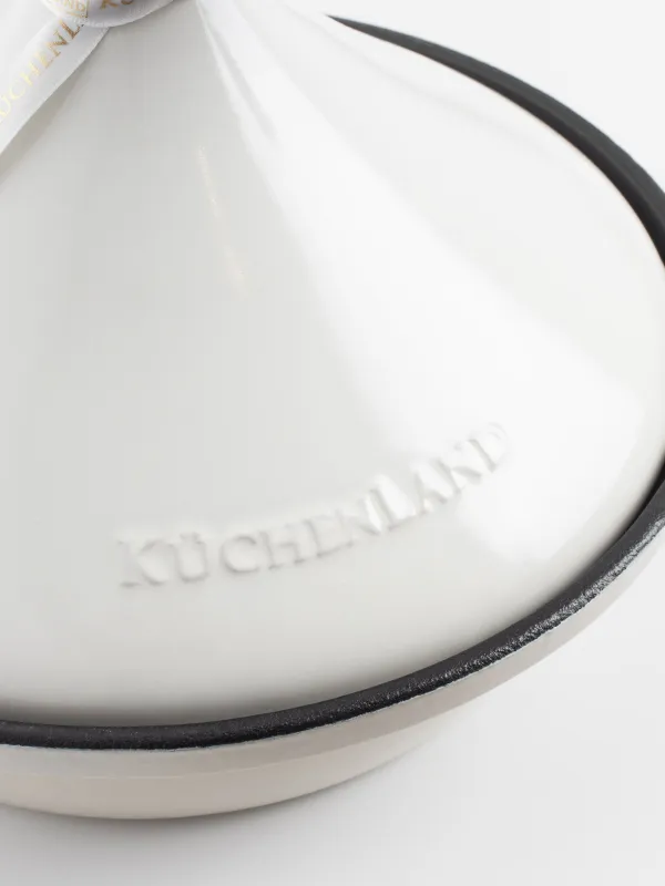 Тажин, 25 см, 1,3 л, с крышкой, чугун/керамика, молочный, Light kitchen, image-3