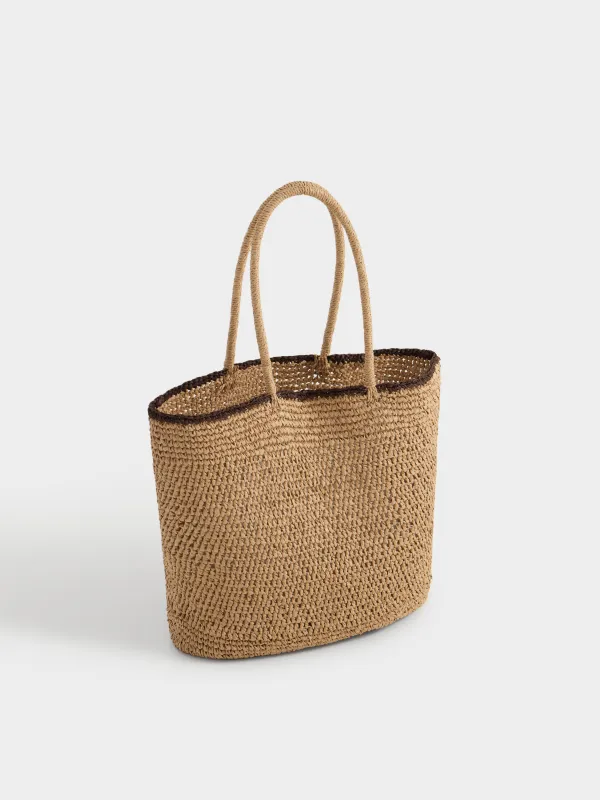 Сумка пляжная, 50х40 см, плетеная, целлюлоза, песочная, Banjo, image-1