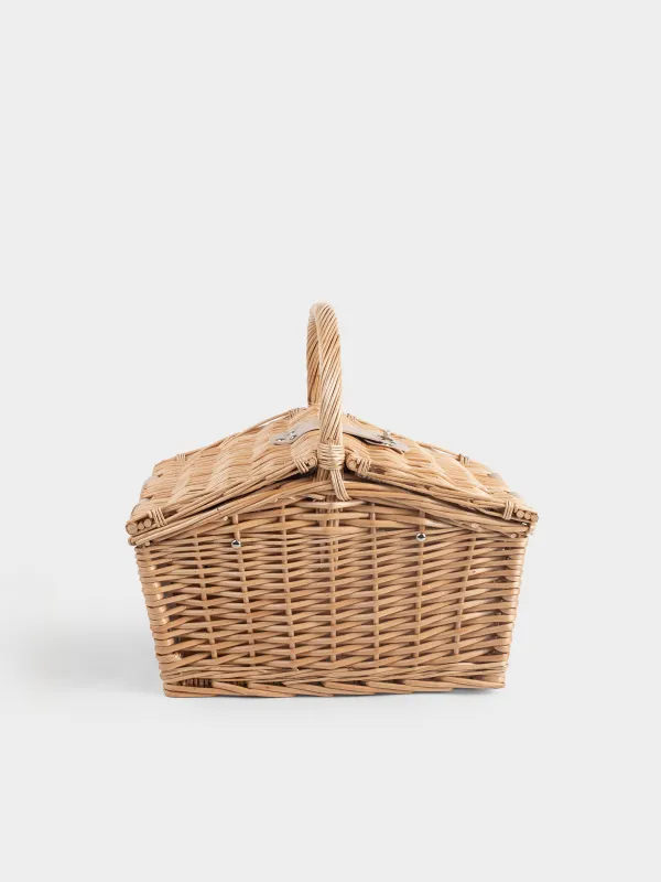 Корзина для пикника, 40х28 см, 4 перс, 21 пр, с пледом, лоза, бежевая, Picnic, image-2