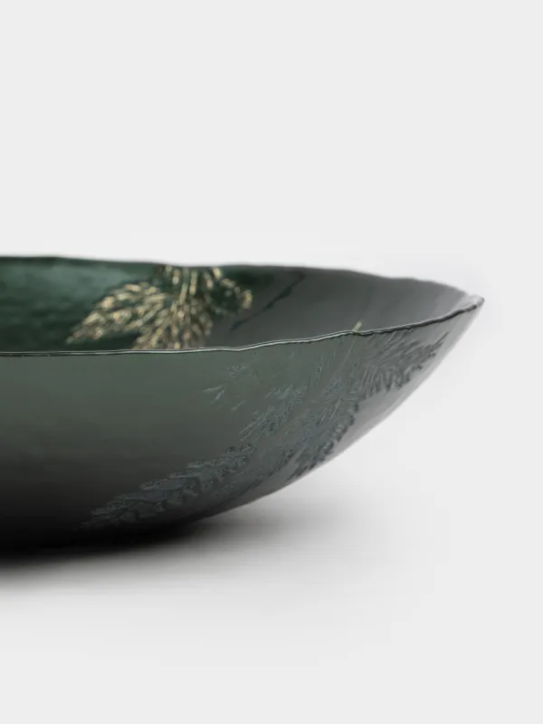 Ваза для фруктов, 30х7 см, стекло, зеленая, Еловая ветка, Winter delice, image-3