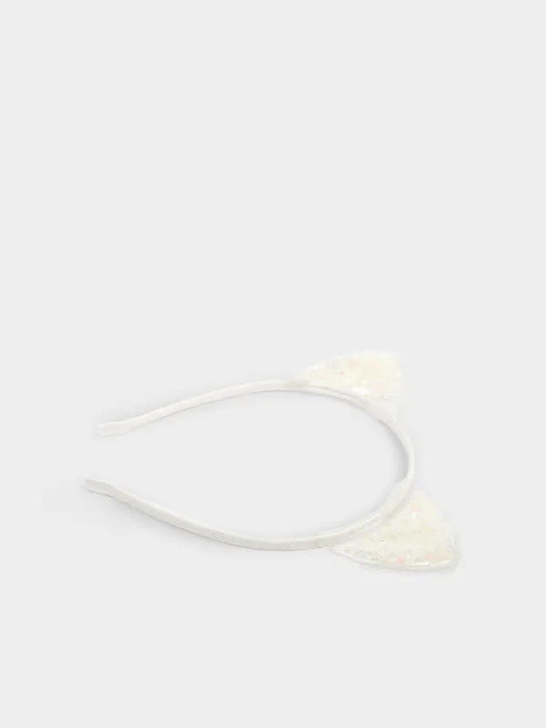 Ободок карнавальный, 12х15 см, детский, полиэстер/пластик, молочный, Ушки, Hairstyle, image-2