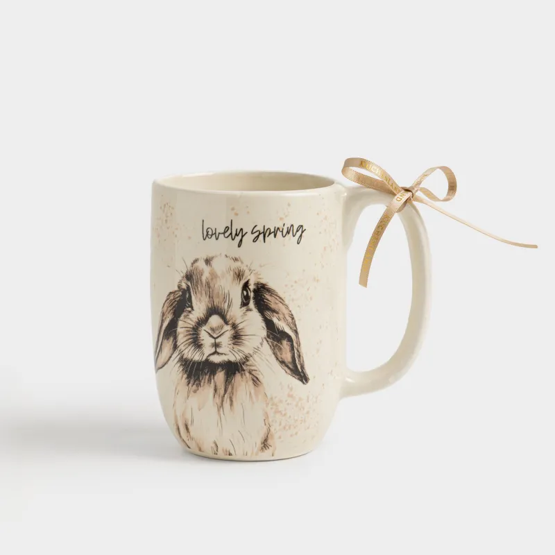 Кружка, 550 мл, керамика D, молочная, в крапинку, Кролик, Easter