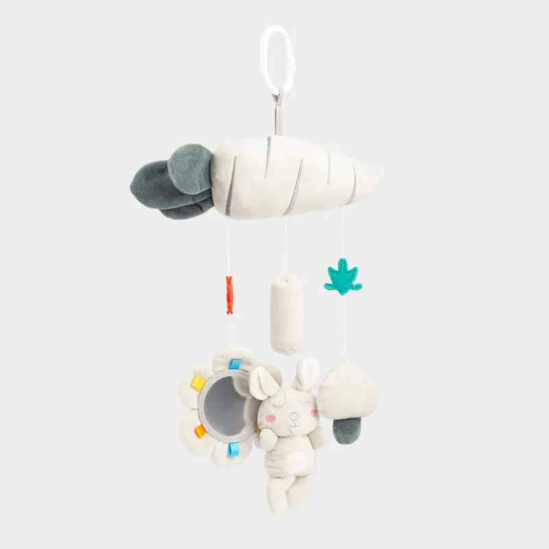 Игрушка, 40х27 см, развивающая, подвесная, полиэстер, серая, Морковка, Cradle