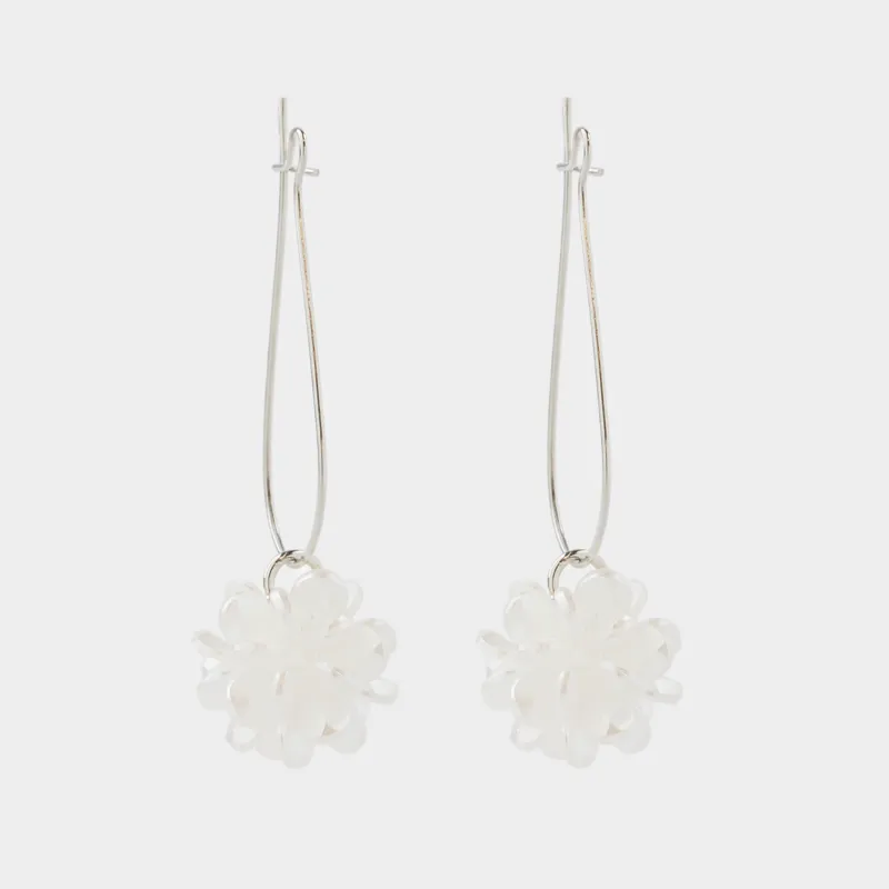 Серьги, 5 см, 2 шт, акрил/металл, серебристые, Цветок, Jewelry