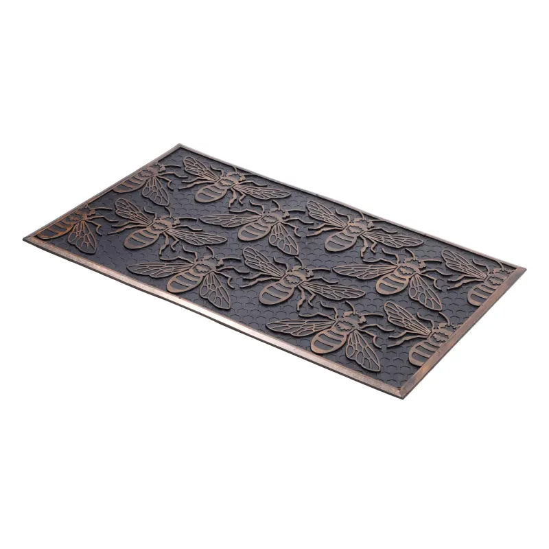 Коврик придверный, 45х75 см, резина, бронзово-черный, Пчелы, Honey, image-1