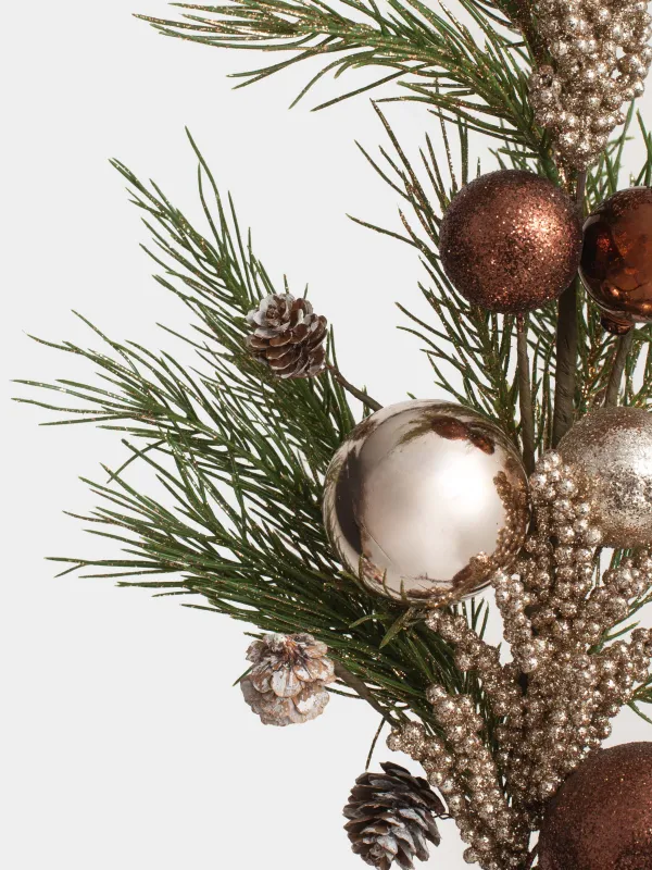 Ветка декоративная, 68 см, Хвоя и шары, Conifer champagne, image-2