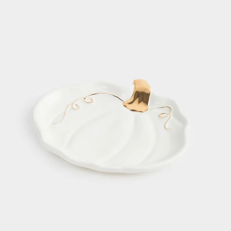 Блюдо, 15 см, керамика, молочно-золотистое, Тыква, Golden glow