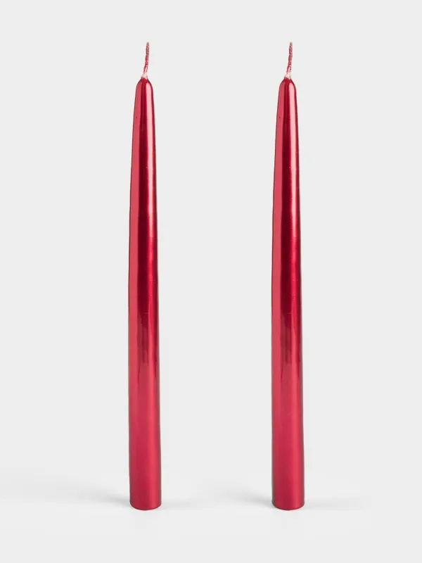 Свеча, 30 см, 2 шт, тонкая, с общим фитилем, красная, Vivid candle, image-1