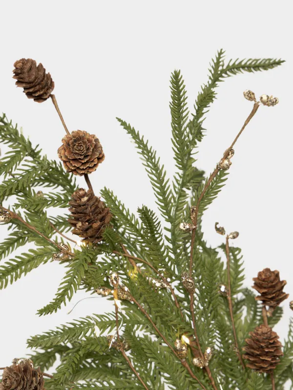 Ветка декоративная, 83 см, с подсветкой, Хвоя с шишками, Conifer decor, image-1