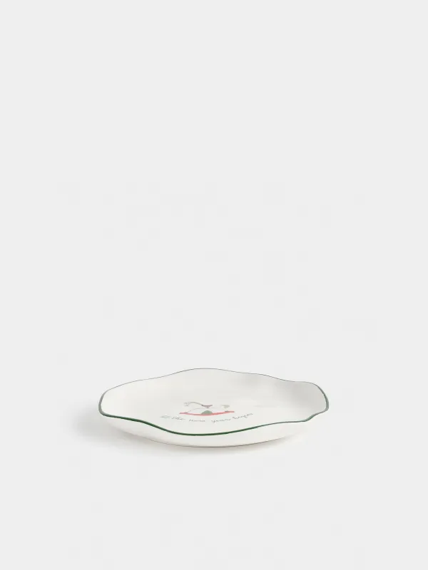 Тарелка закусочная, 21 см, керамика D, Лошадка, Сhristmas green, image-1