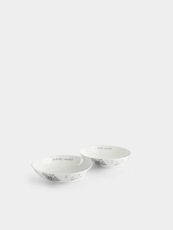 Тарелка суповая, 20х5 см, 2 шт, фарфор N, Серые цветы, Watercolor, image-1