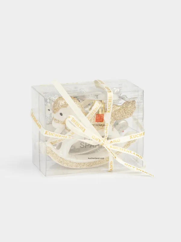 Набор елочных игрушек, 8 см, 2 шт, пластик, шампань/серебристый, Лошадка, Figure sparkle, image-3