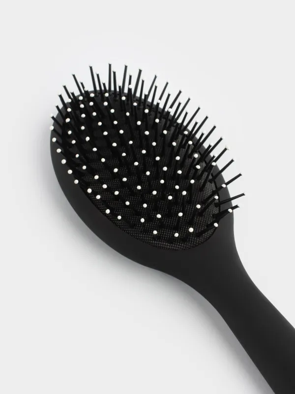 Расческа массажная для волос, 23 см, пластик, черная, B&W, image-3