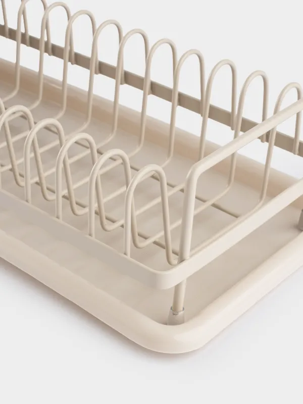 Сушилка для посуды, 42х17 см, с поддоном, металл/пластик, бежевая, Beige style, image-3
