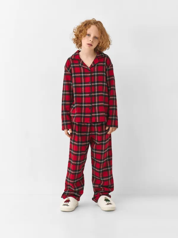 Пижама детская, с брюками, хлопок, красная, Клетка, Patsy, image-0