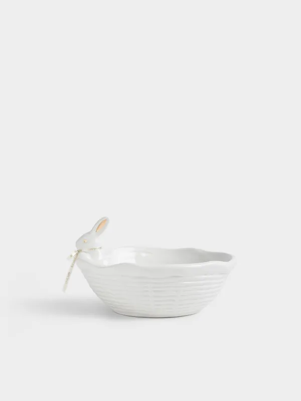 Салатник с декором, 23х14 см, 1,5 л, керамика D, молочно-золотистый, Кролик в корзине, Rabbit gold, image-4