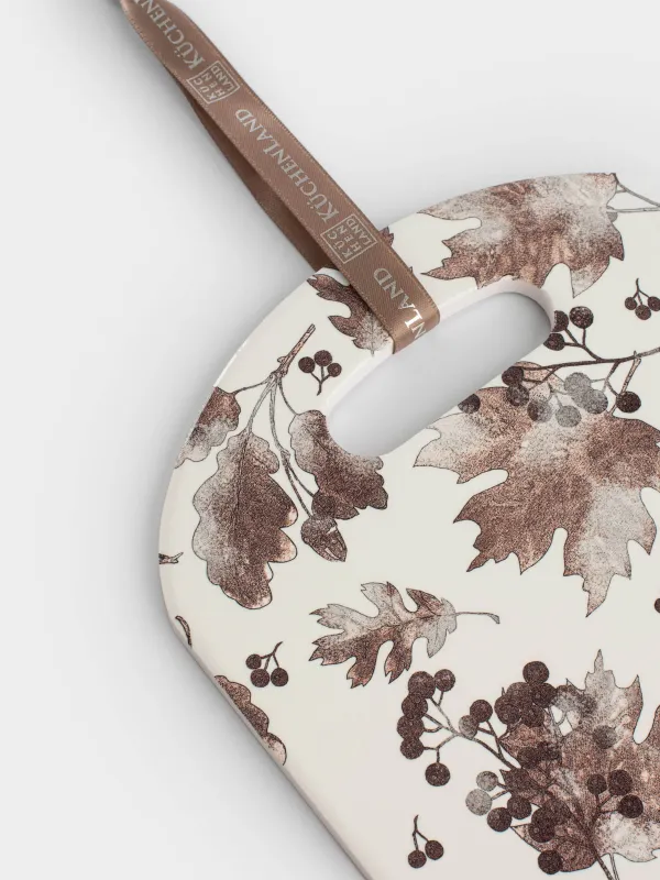 Подставка под горячее, 24х17 см, керамика/пробка, бежевая, Листопад, Autumn leaves, image-5