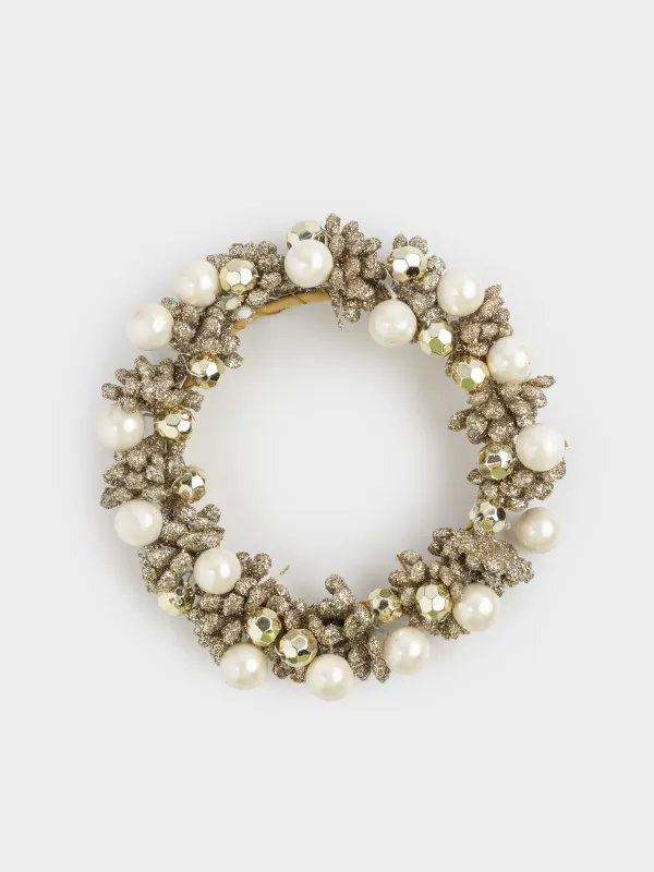 Венок для свечи, 6/10 см, полиэтилен/пластик, шампань, Шары, Bronze decor, image-0