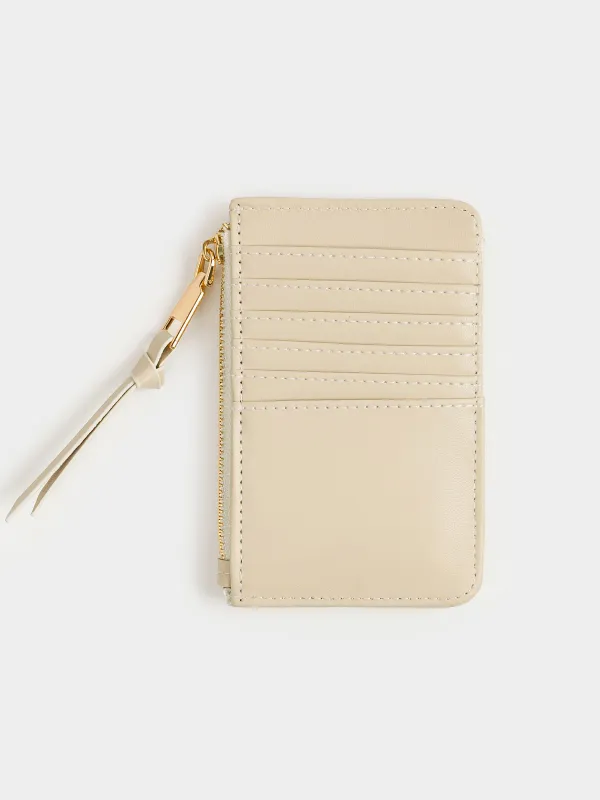 Кошелек женский, 13х8 см, на молнии, с отделениями для карт, полиуретан, молочный, Quilted, image-2