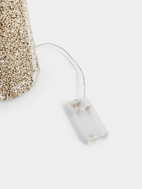 Ель-конус, 40 см, с подсветкой, полиэстер/металл, шампань, Заснеженная ель, Frosty sparks, image-3