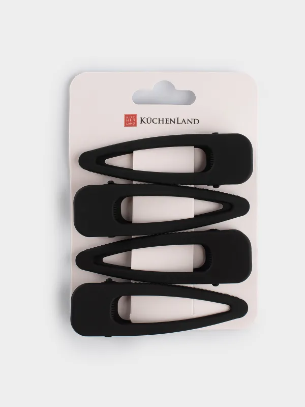 Заколка для волос, 8 см, 4 шт, металл, черная, Basic, image-3
