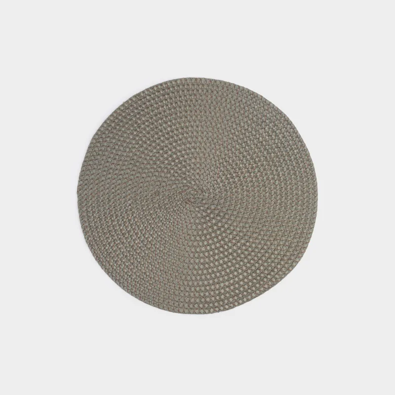 Салфетка под приборы, 38 см, полипропилен/ПЭТ, круглая, темно-зеленая, Circle braid