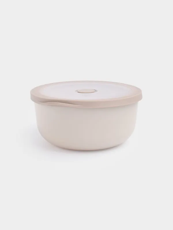 Набор мисок, 3 шт, с крышкой, пластик/силикон, бежевый, Galori, image-4