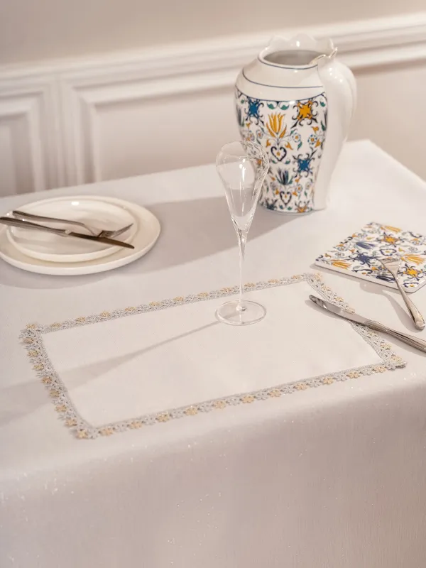 Салфетка под приборы, 30х45 см, полиэстер, прямоугольная, белая, Цветочное кружево, Flower lace, image-4