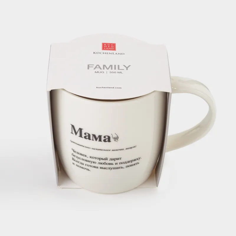 Кружка, 350 мл, фарфор N, белая, Мама, Family, image-4