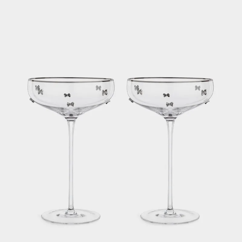 Бокал-креманка для шампанского, 250 мл, 2 шт, кристальное стекло, с серебристым кантом, Ferentino decor